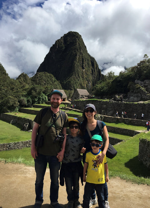 Regina, Kieron and their two boys at Machu Picchu in Peru