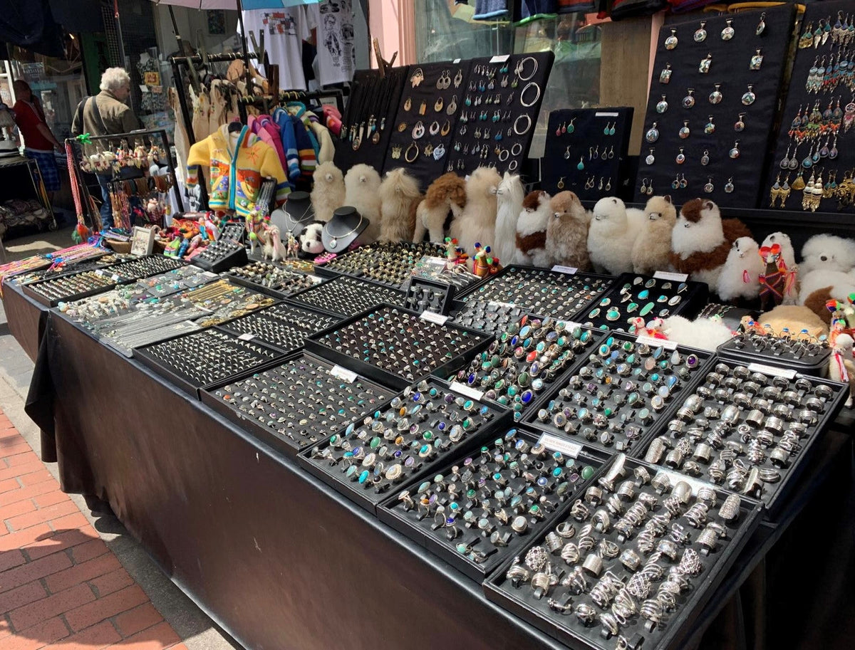 Our market stall in Brighton, with alpaca soft toys along the back