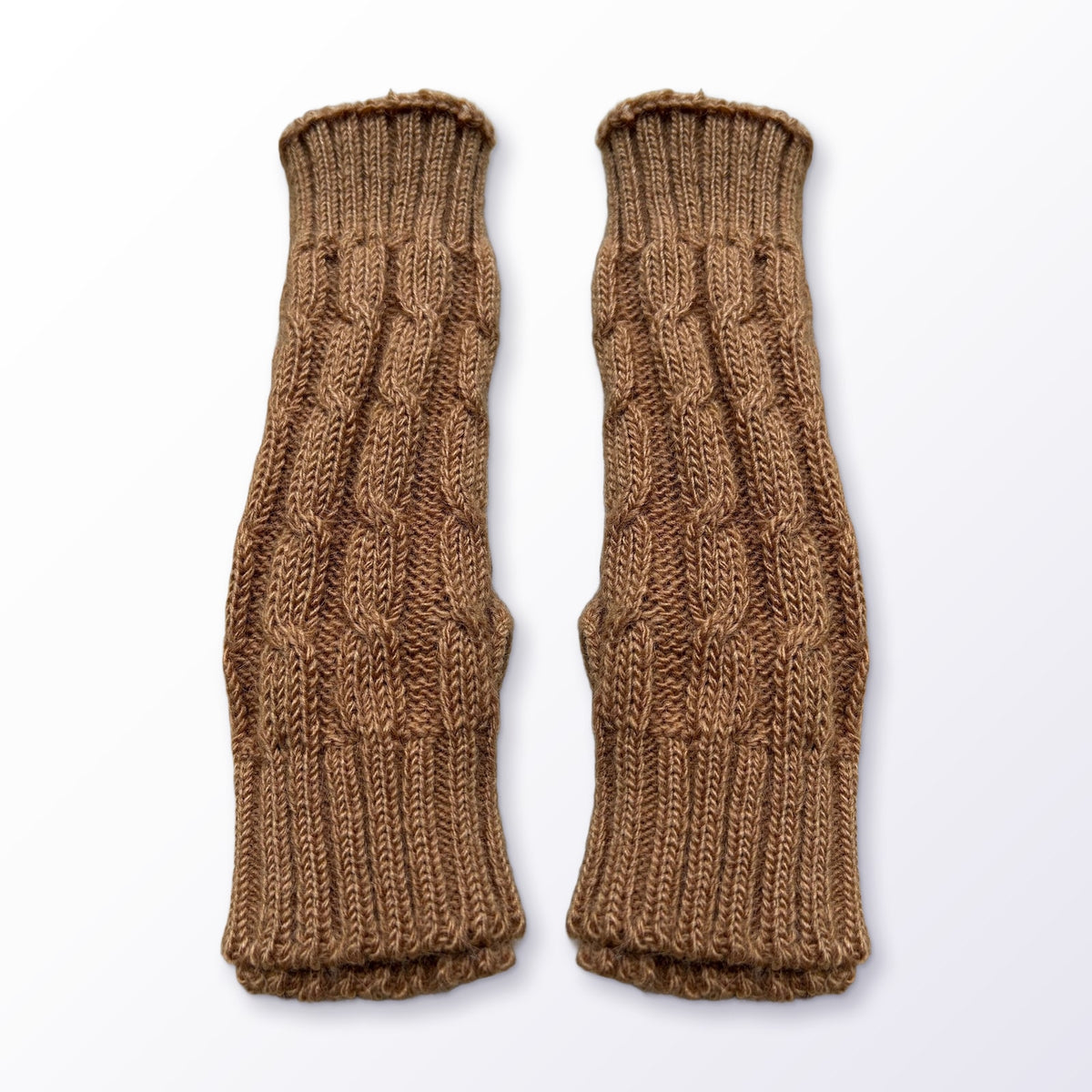 Alpaca fingerless gloves laid flat