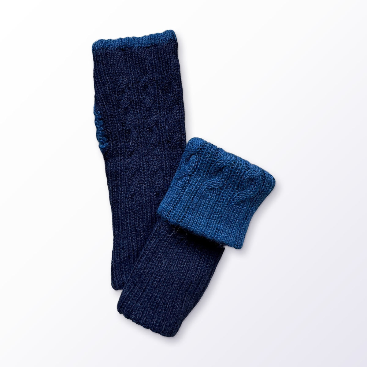 Alpaca fingerless gloves laid flat
