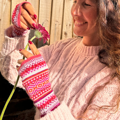 Alpaca Fingerless Gloves - Fair Isle Style