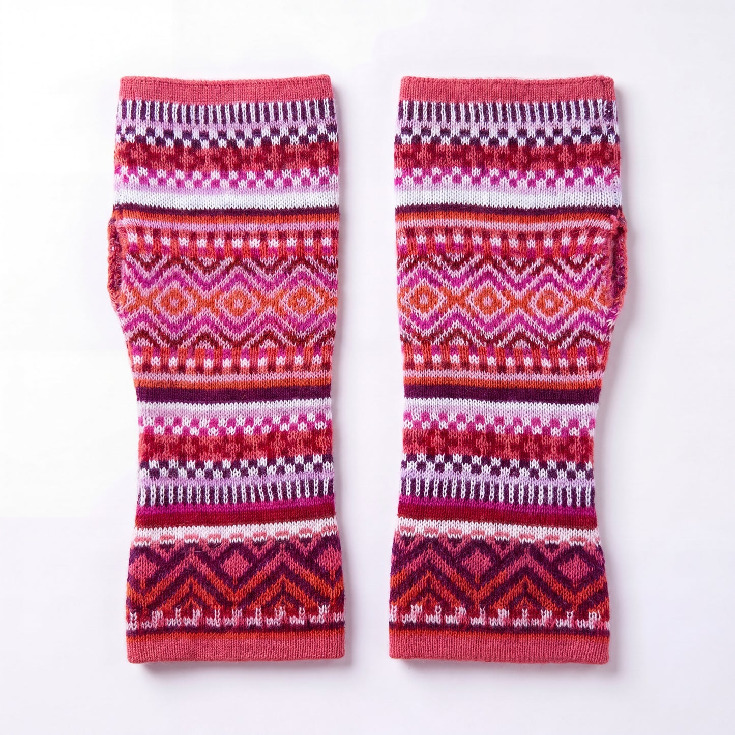 Alpaca Fingerless Gloves - Fair Isle Style