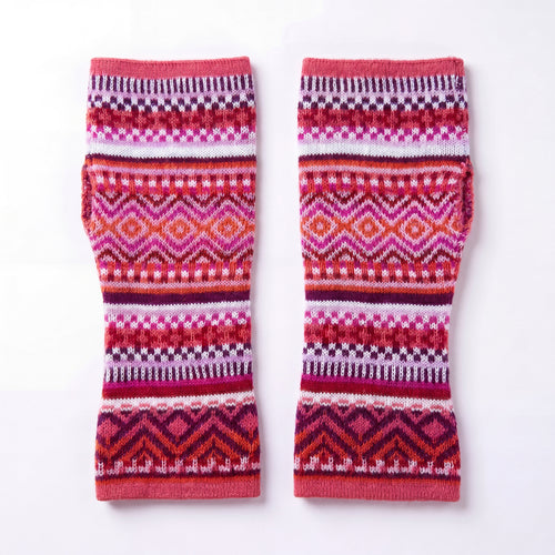 Alpaca Fingerless Gloves - Fair Isle Style