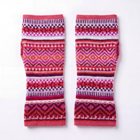 Alpaca Fingerless Gloves - Fair Isle Style