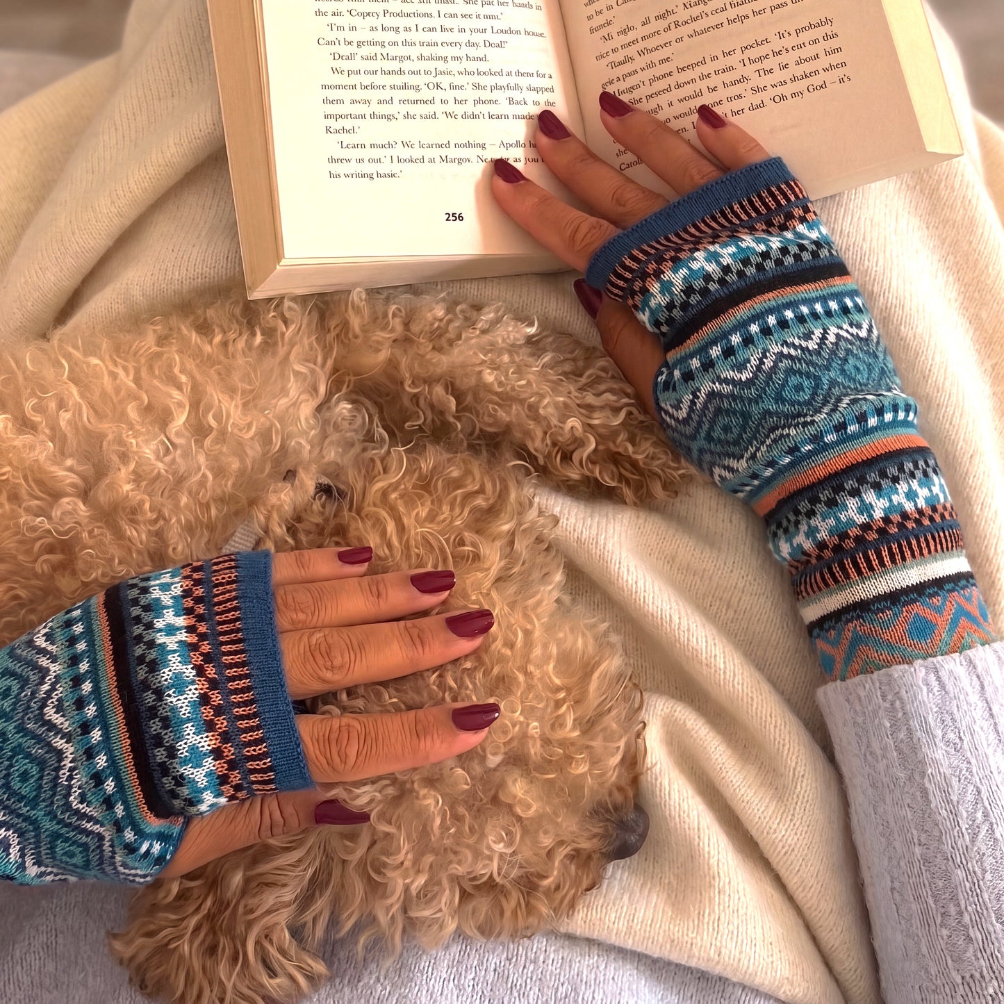 Alpaca Fingerless Gloves - Fair Isle Style