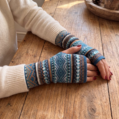 Alpaca Fingerless Gloves - Fair Isle Style