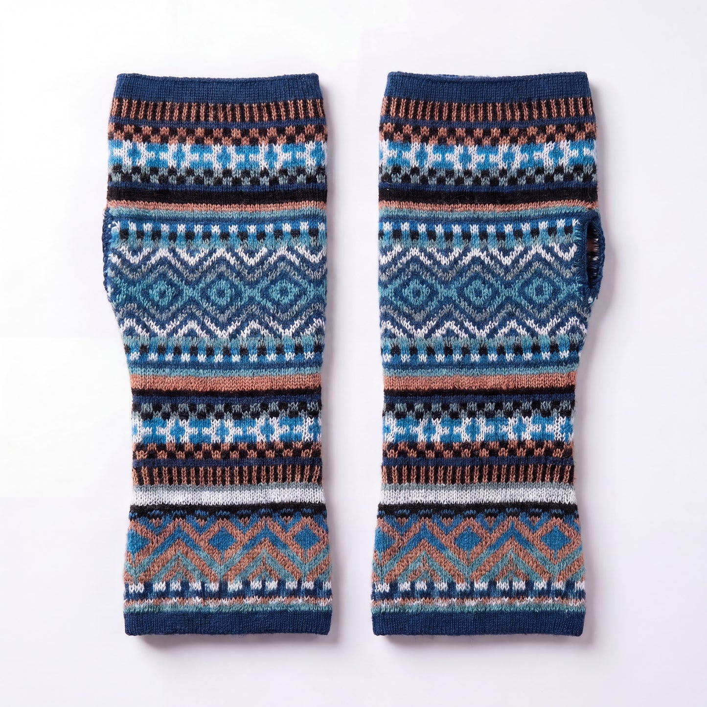 Alpaca Fingerless Gloves - Fair Isle Style