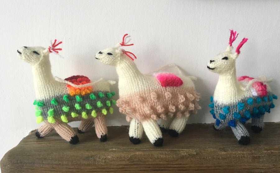 Hand-Knitted Llama Christmas Tree Decoration