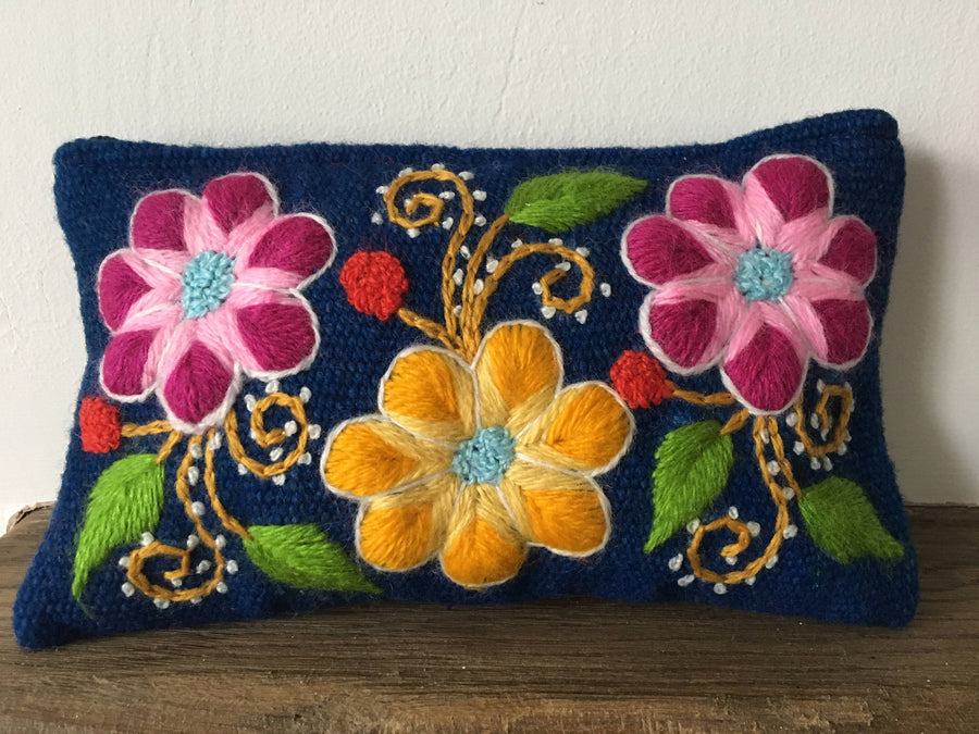 Hand-Embroidered Floral Make-Up Bag