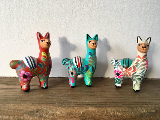 Hand-Painted Peruvian Ceramic Llama Ornament