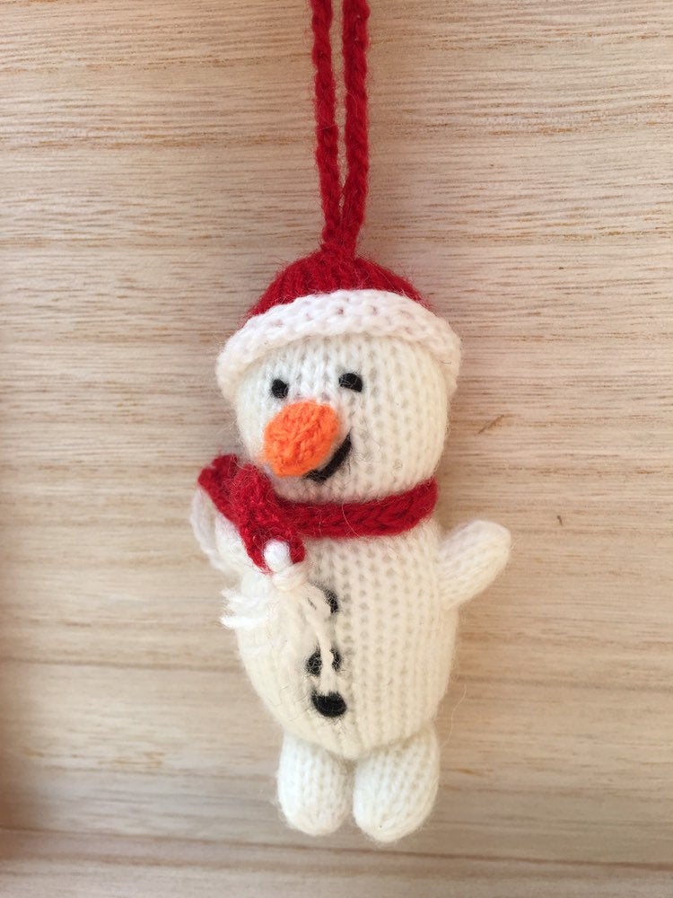 Hand-Knitted Snowman Christmas Tree Decoration