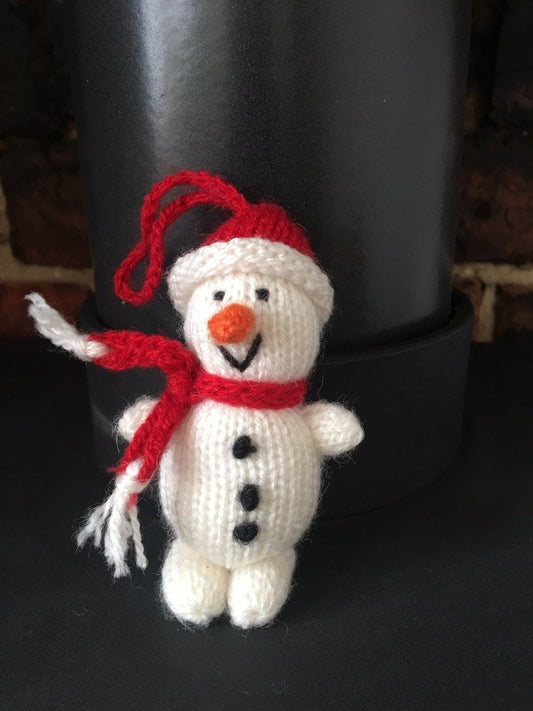 Snowman Christmas Decoration, Hand knitted snowman Christmas decoration, Snowman