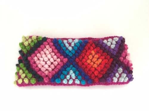 Rainbow Popcorn Knit Alpaca Headband Ear Warmer