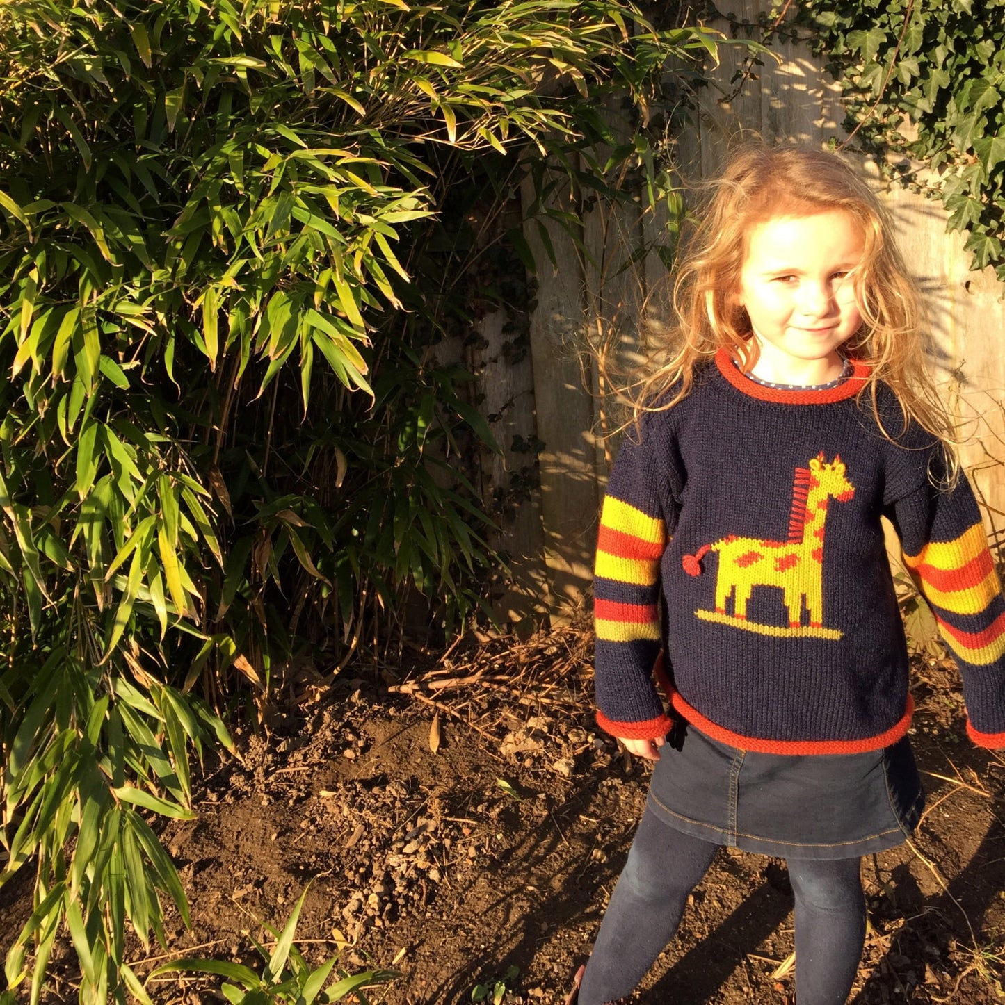 Toddler knit sweater, children knitted jumper, Alpaca wool Jumper, Blue Jumper, Giraffe Girl Pullover, Boy giraffe motif jumper