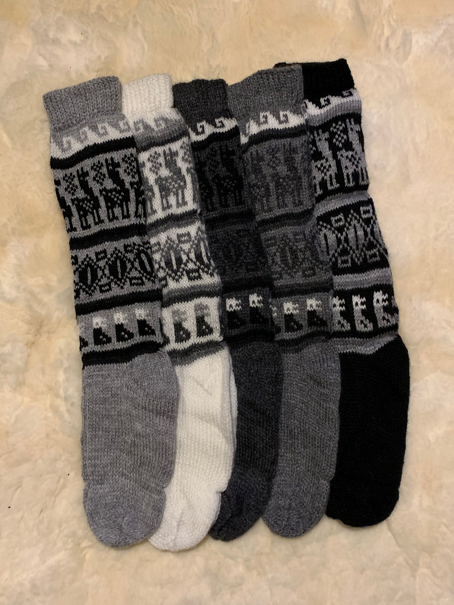 Alpaca socks with llama details