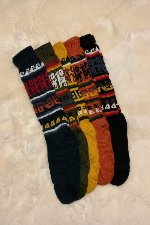 Llama Pattern Long Alpaca Wellie Socks