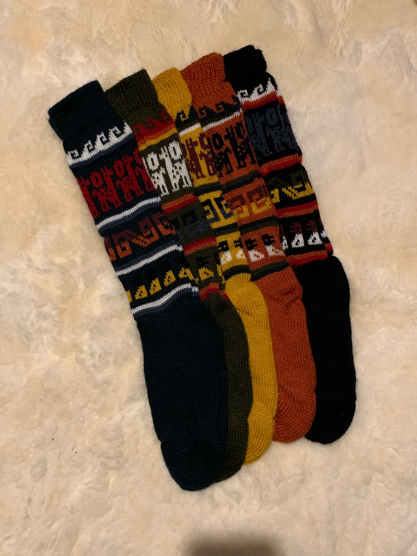 Alpaca socks with llama details